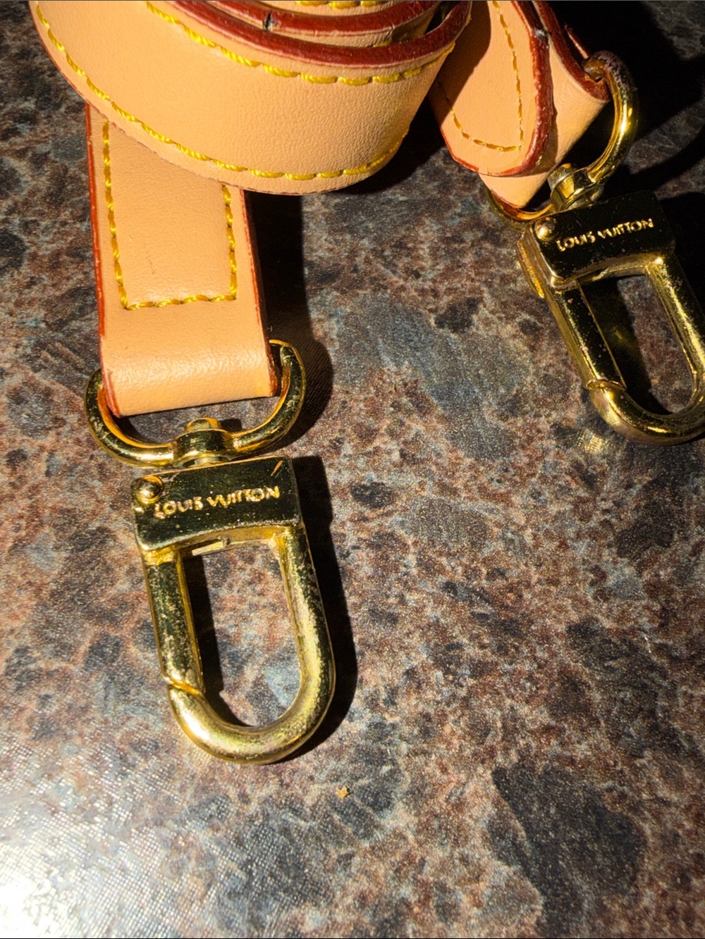 Louis Vuitton Peach Tan Leather Strap with Gold Hardware